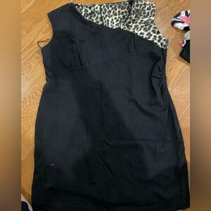 Alfani Black Dress with Leopard Print Detail